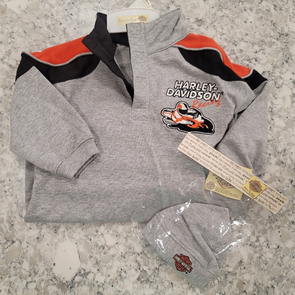 NWT Harley-Davidson Kid's 1-Piece Coverall Jumper with Matching Beanie